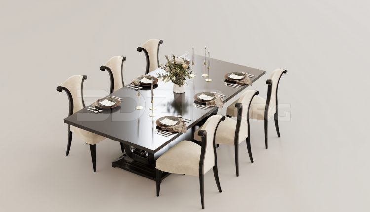 16019. Free 3ds Max Dining Table And Chair Model Download (2)