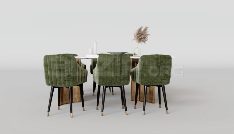 16024. Free 3ds Max Dining Table And Chair Model Download (1)