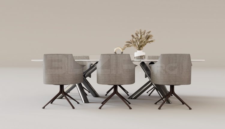 16032. Free 3ds Max Dining Table And Chair Model Download (1)