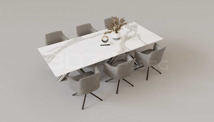 16032. Free 3ds Max Dining Table And Chair Model Download (2)