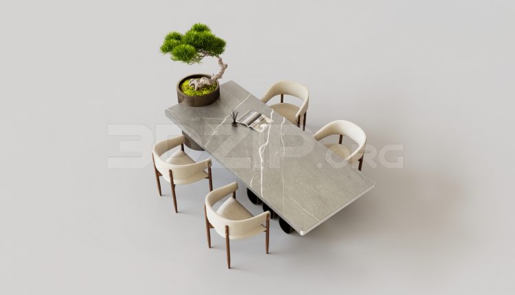 16037. Free 3ds Max Dining Table And Chair Model Download (2)