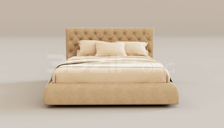 16063. Free 3ds Max Bed Model Download (1)