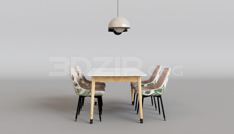 16081. Free 3ds Max Dining Table And Chair Model Download (1)