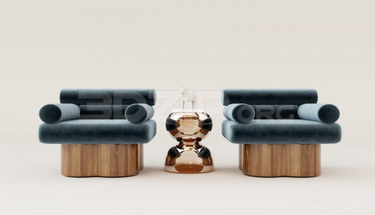 16125. Free 3ds Max Armchair Model Download (1)