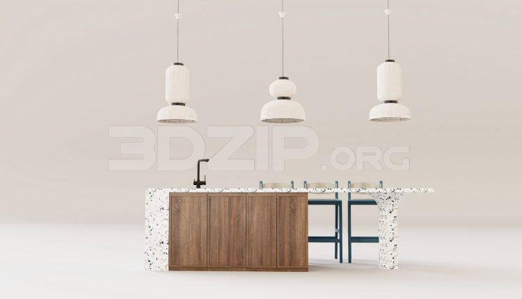 16126. Free 3ds Max Kitchen Island Model Download (1)