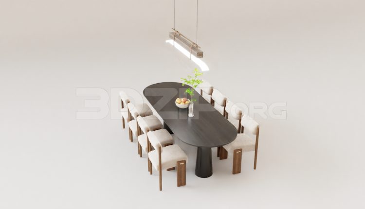 16129. Free 3ds Max Dining Table And Chair Model Download (1)