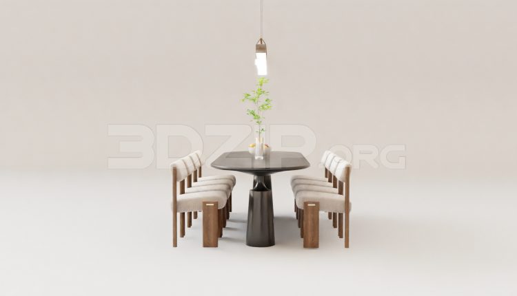 16129. Free 3ds Max Dining Table And Chair Model Download (2)
