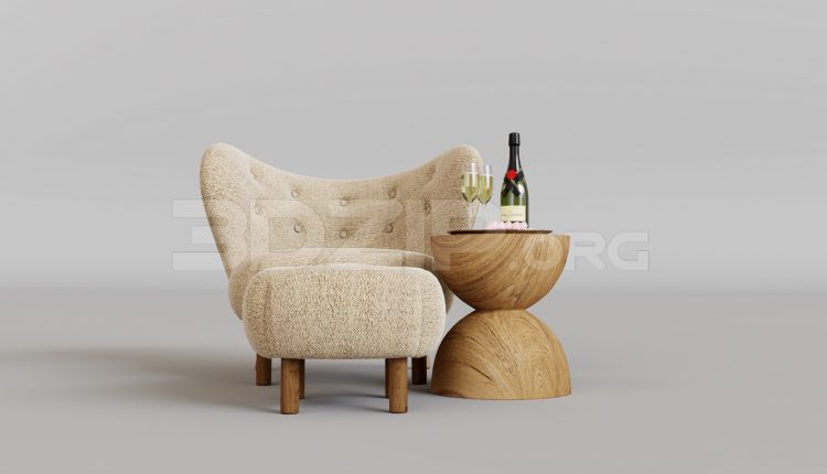 16144. Free 3ds Max Armchair Model Download (1)