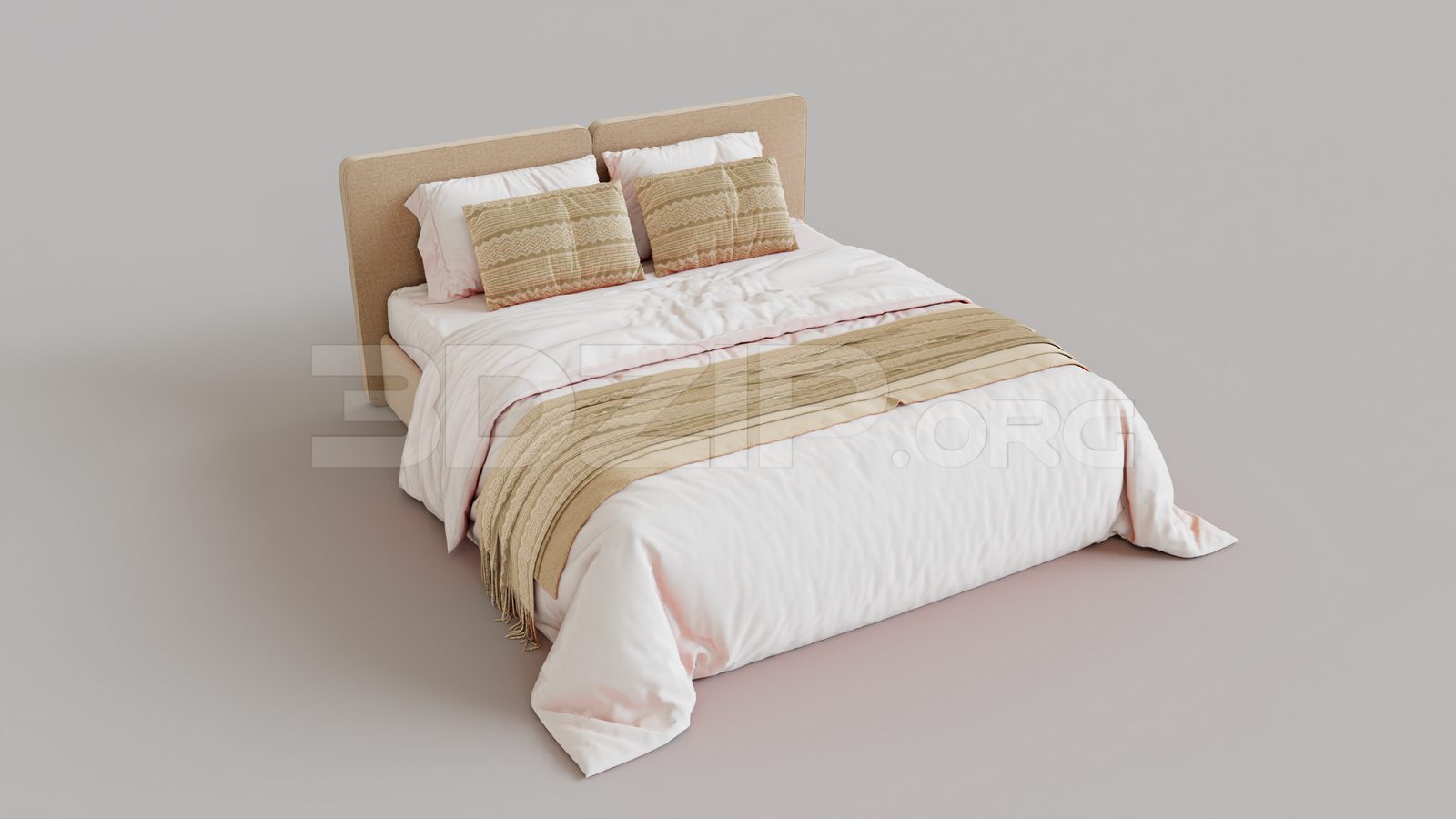 16146. Free 3ds Max Bed Model Download (1)