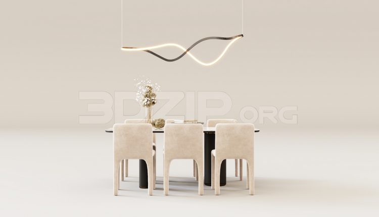 16153. Free 3ds Max Dining Table And Chair Model Download (1)