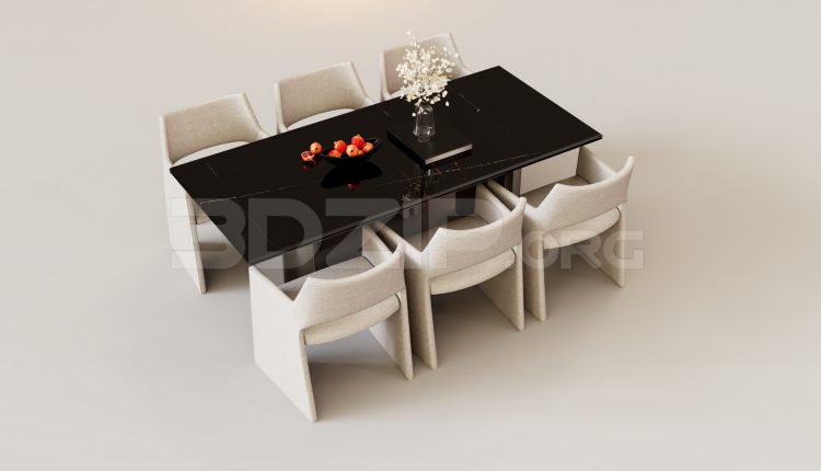 16164. Free 3ds Max Dining Table And Chair Model Download (2)