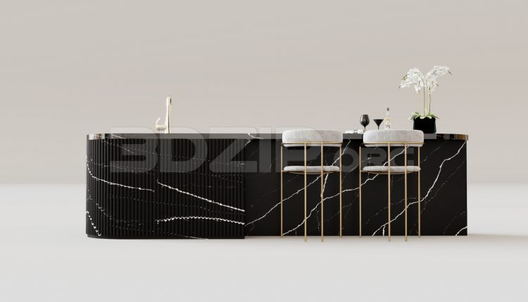 16177. Free 3ds Max Kitchen Island Model Download (1)
