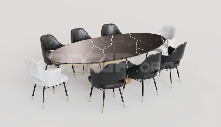 16178. Free 3ds Max Dining Table And Chair Model Download (2)