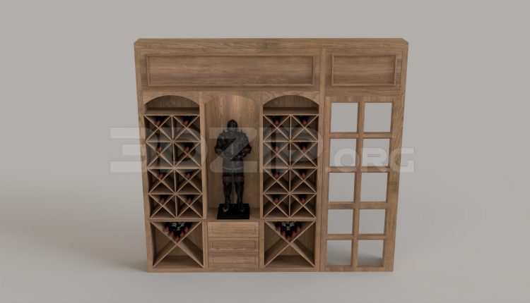 16198. Free 3ds Max Wine Cabinet Model Download (1)