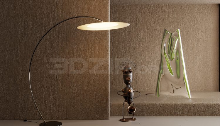 20043. Free 3ds Max Floor Lamp Model Download (1)