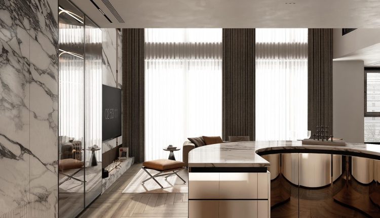13785. 3ds Max Living Room – Kitchen Interior Model Download By Trung Hau Tran (3)