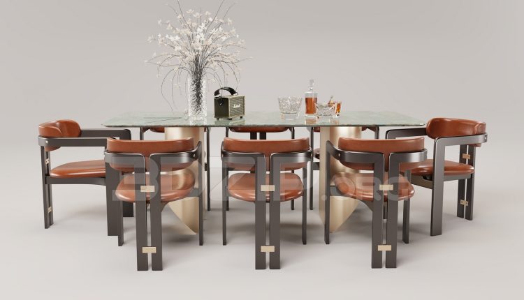 16228. Free 3ds Max Dining Table And Chair Model Download (2)