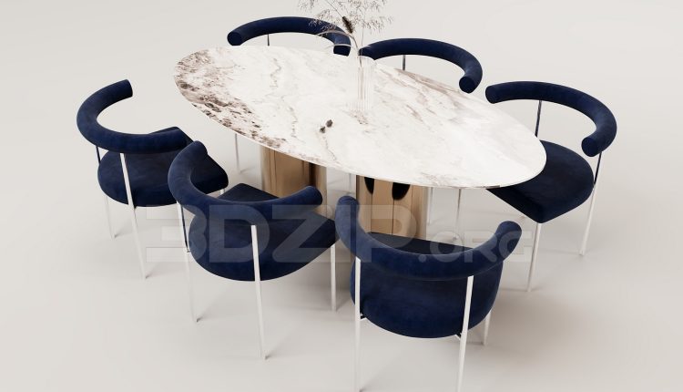 16230. Free 3ds Max Dining Table And Chair Model Download (2)