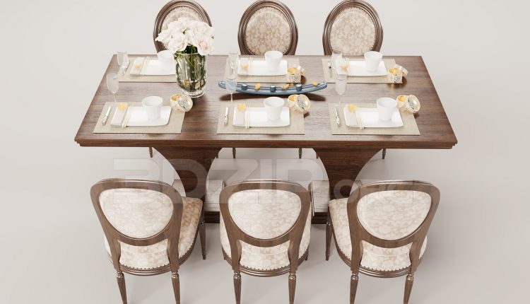 16248. Free 3ds Max Dining Table And Chair Model Download (2)