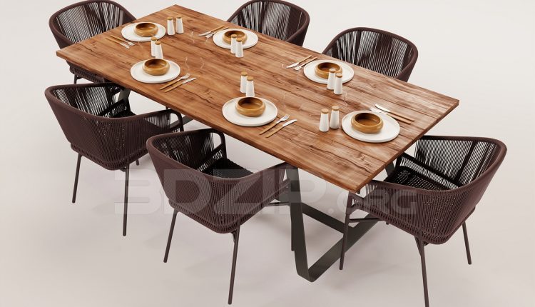 16255. Free 3ds Max Dining Table And Chair Model Download (2)