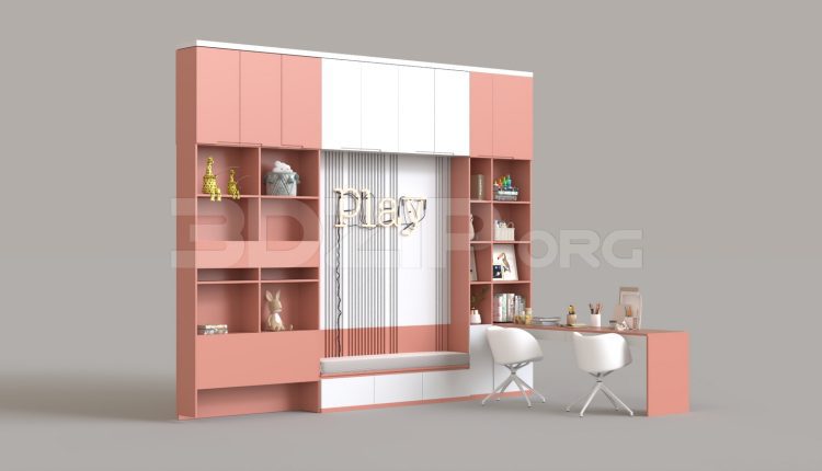 16271. Free 3ds Max Bookcase Model Download (1)