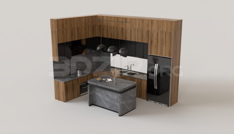 16291. Free 3ds Max Kitchen Model Download (1)