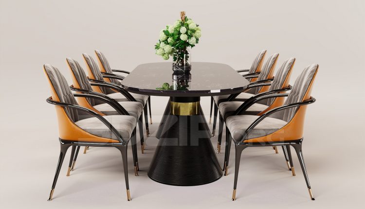 16304. Free 3ds Max Dining Table And Chair Model Download (2)