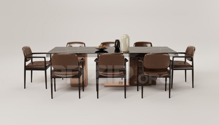 16315. Free 3ds Max Dining Table And Chair Model Download (2)