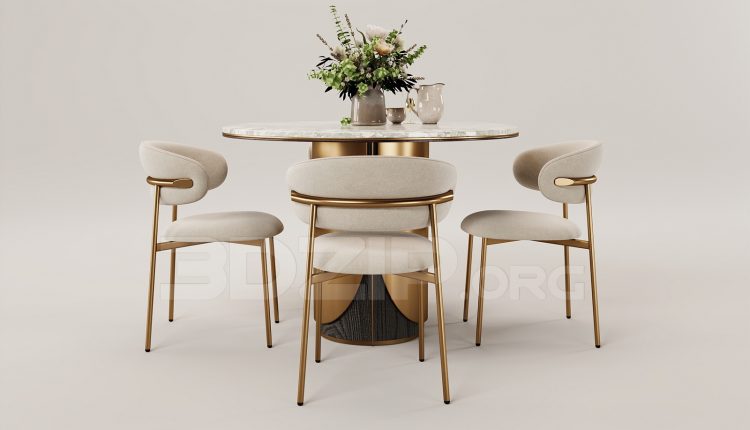 16322. Free 3ds Max Dining Table And Chair Model Download (2)