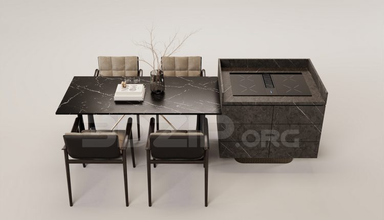 16326. Free 3ds Max Dining Table And Chair Model Download (2)