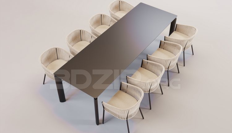 16335. Free 3ds Max Dining Table And Chair Model Download (2)
