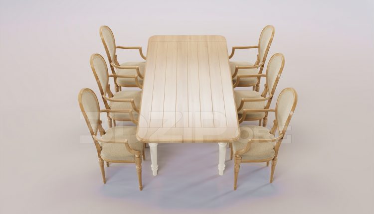 16365. Free 3ds Max Dining Table And Chair Model Download (1)