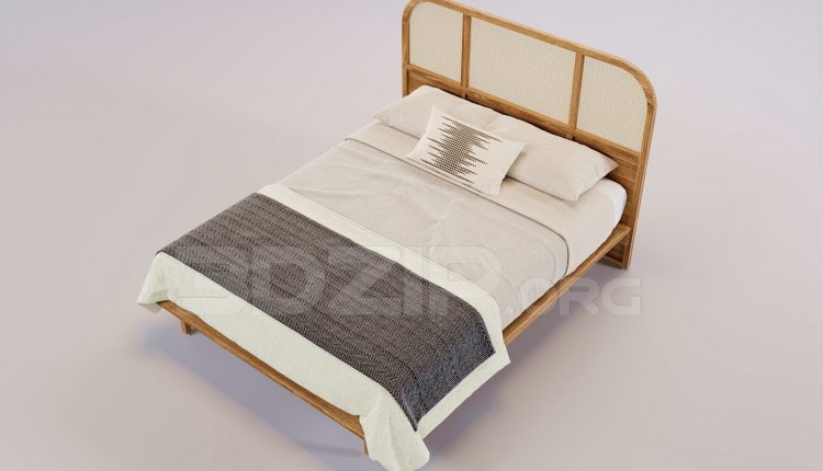 16369. Free 3ds Max Bed Model Download (1)