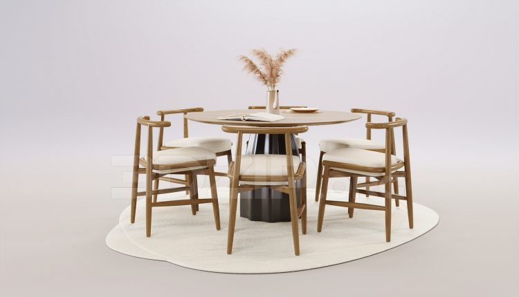 16389. Free 3ds Max Dining Table And Chair Model Download (1)