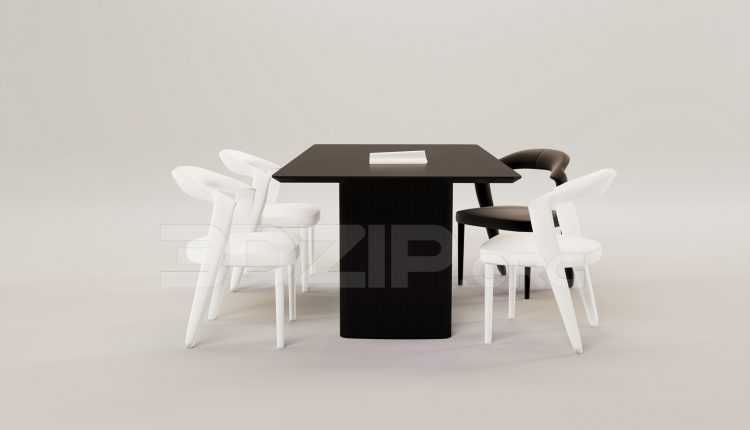 16398. Free 3ds Max Dining Table And Chair Model Download (1)