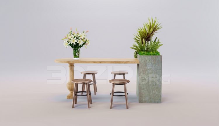 16411. Free 3ds Max Dining Table And Chair Model Download (2)