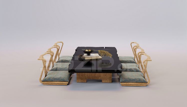 16412. Free 3ds Max Dining Table And Chair Model Download (1)