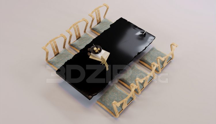 16412. Free 3ds Max Dining Table And Chair Model Download (2)