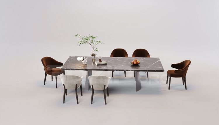 16437. Free 3ds Max Dining Table And Chair Model Download (2)