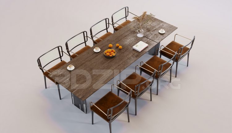 16439. Free 3ds Max Dining Table And Chair Model Download (2)
