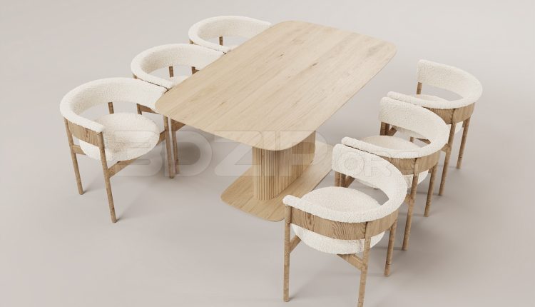 20064. Free 3ds Max Dining Table And Chair Model Download (1)