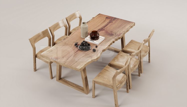 20065. Free 3ds Max Dining Table And Chair Model Download (1)