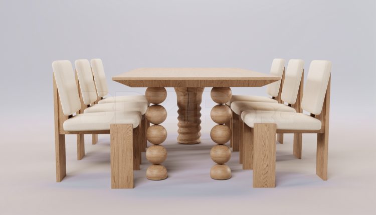20100. Free 3ds Max Dining Table And Chair Model Download (1)