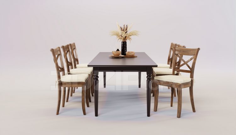 16489. Free 3ds Max Dining Table And Chair Model Download (2)