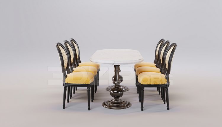 16509. Free 3ds Max Dining Table And Chair Model Download (2)