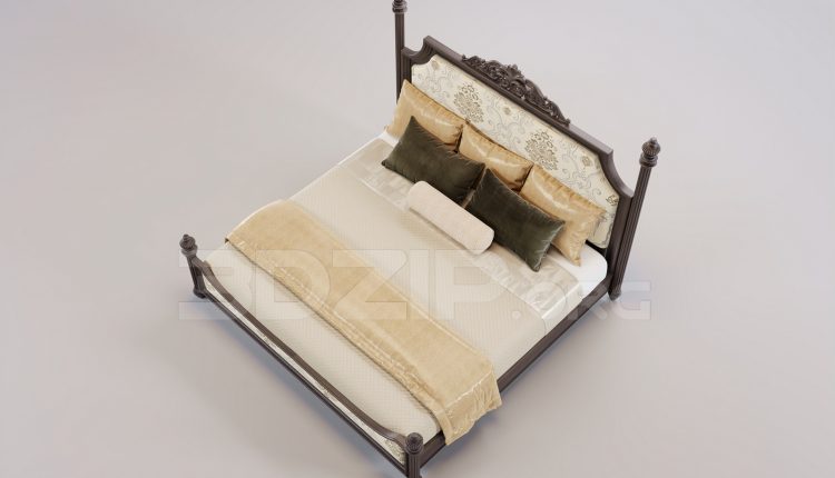 16528. Free 3ds Max Bed Model Download (1)