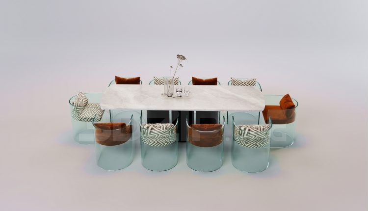16536. Free 3ds Max Dining Table And Chair Model Download (2)