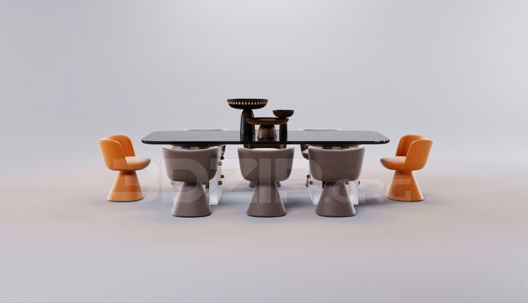 16553. Free 3ds Max Dining Table And Chair Model Download (2)