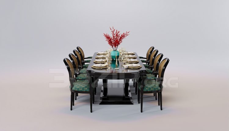 16561. Free 3ds Max Dining Table And Chair Model Download (2)
