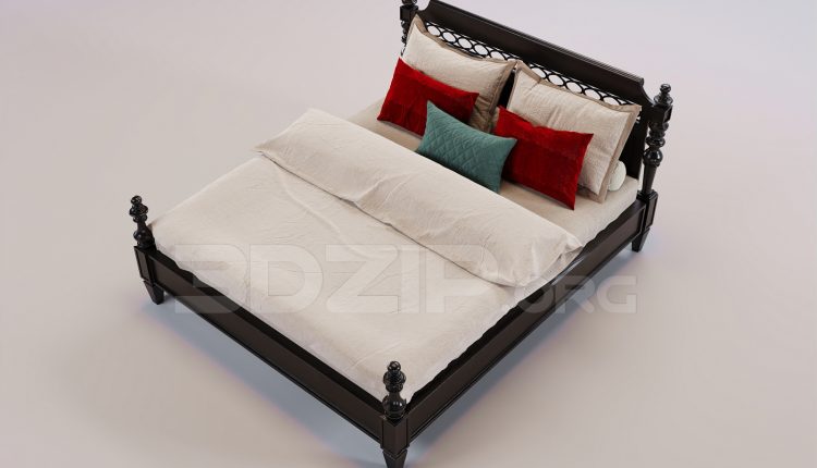 16569. Free 3ds Max Bed Model Download (1)